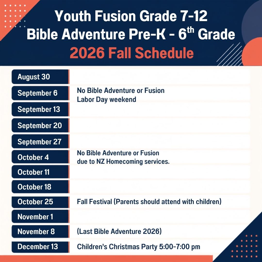 Youth Fusion Grade 7-12 Bible Adventure Pre-K - 6th Grade